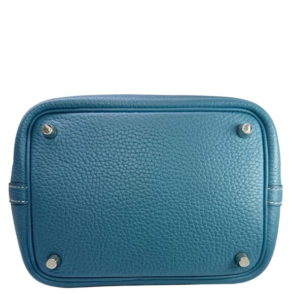 Hermes  Picotin Lock 18 Taurillon Clemence Leather Hobo Bag Blue - Picture 6 of 9